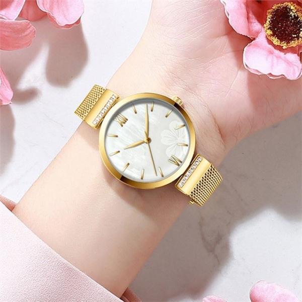 3ATM Waterproof Quartz Watch Women'S Rose Gold Scratchfree
