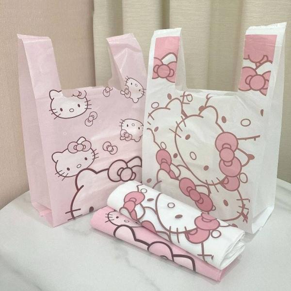 Cute Pink Peach Heart Embossed Printed Side Gusset Bag Thickened PE Supermarket Use Garbage Packing Fruit Bag Recyclable