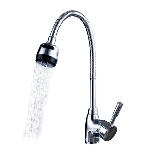 Chrome Single Handle Kitchen Sink Mixer Flexible Spout Hot Cold Kitchen Tap