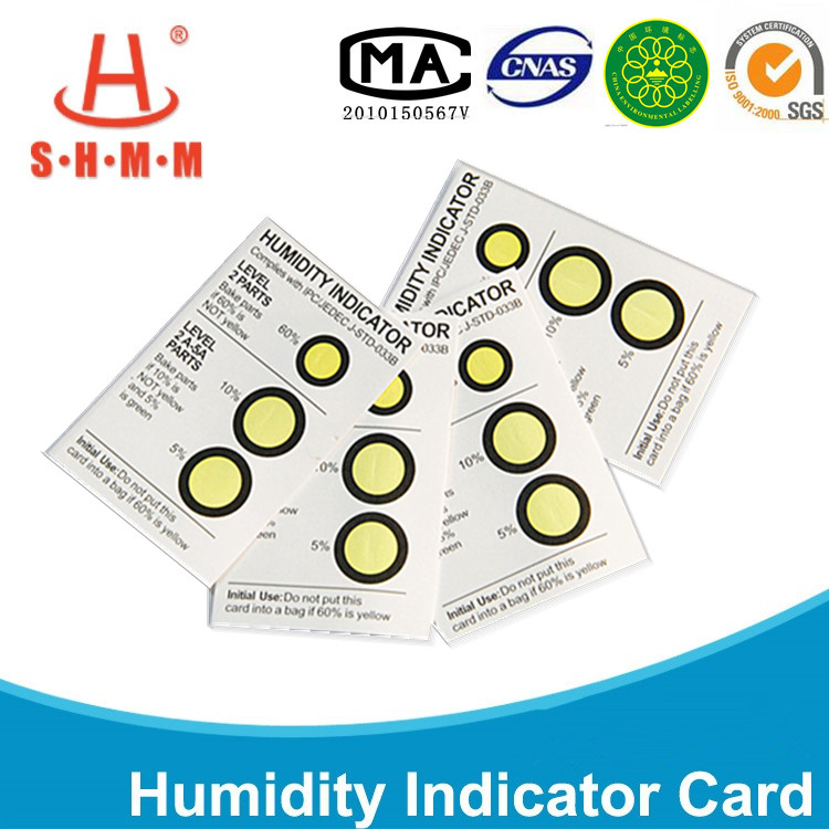Safe 3 Dots Humidity Indicator Card 5% 10% 60% , Yellow To Green Card Color Change For Synthetic Material