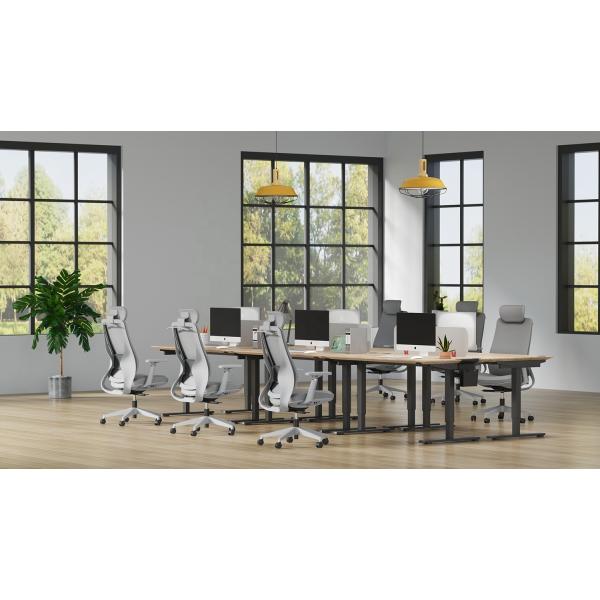 Modern Design Grey Leather Swivel Executive Office Chair with Adjustable Backrest