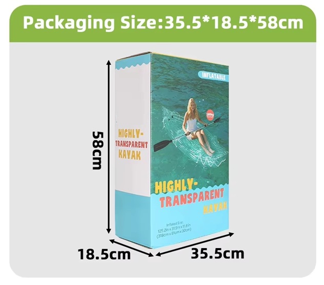 2-Person Inflatable PVC Kayak Folding Fishing Boat Thickened Assault Boat Transparent Outdoor Wading Rubber Boat