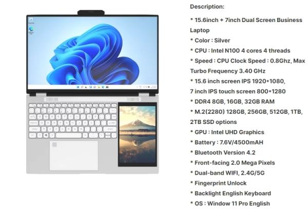 Intel N100 Gaming Laptop 16GB DDR4 512GB SSD 15.6 IPS 144Hz