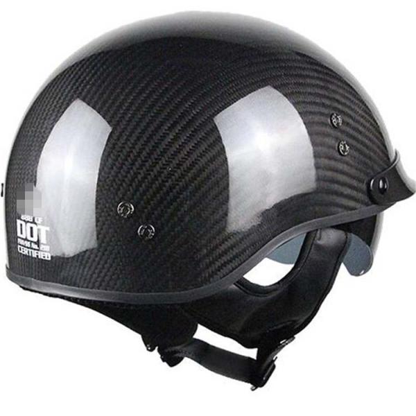 M.L.XL.XXL Black Carbon Fiber Motorcycle Helmet Half Face DOT ECE Certification Custom