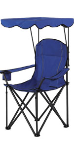 Oversized Camping Chair with Shade Canopy, Folding Lawn Chairs Cup Holders, Camping Lounge Chair for Hiking Travel