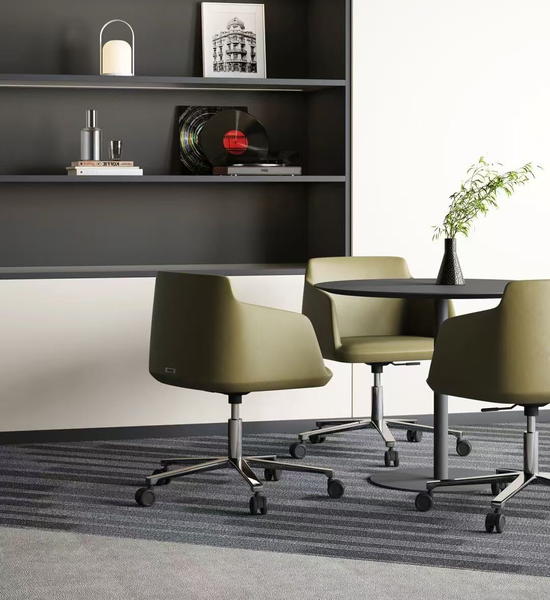 Modern Armchair with Ergonomic Molded Foam Seat Multiple Base Options and Premium Upholstery Material