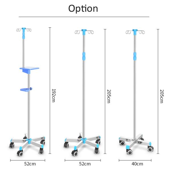 Поляк нержавеющей стали ИВ высоты регулируемый с рицинусами для больницы