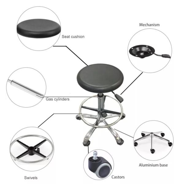 Cleanroom Lab Area Anti Static Lab Chair PU Leather Swivel Chair