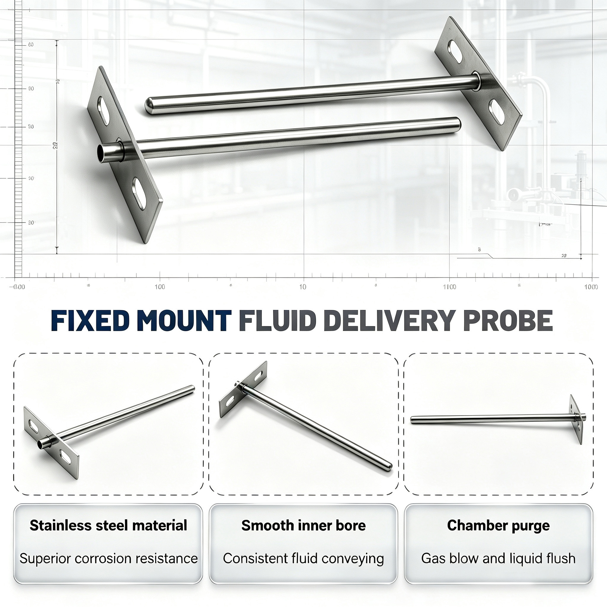 Customized Polished Probe Fitting With Double Hole Flange