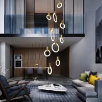 Luz acrílica de suspensão do pendente dos anéis do metal da suspensão do sótão dos dispositivos elétricos de iluminação da escada da sala de visitas