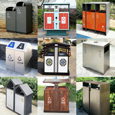 Outdoor Large-Capacity Classified Stainless Steel Dustbin - Rust Resistant Municipal Sanitation Trash Can for Street & Scenic Area