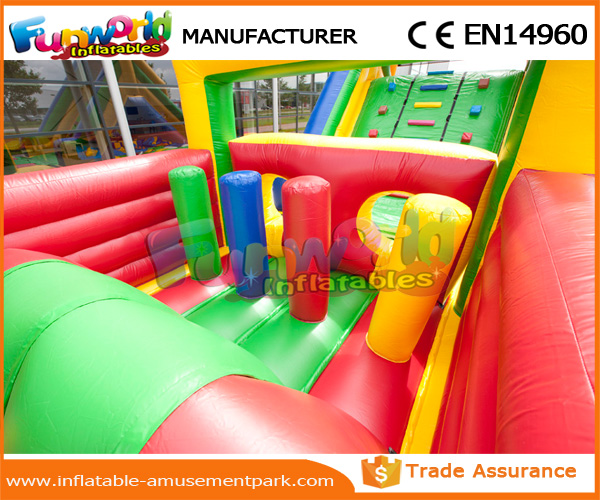 Giant Colorful Inflatable Kids Obstacle Course 0.55 MM PVC Tarpaulin With Air Blower