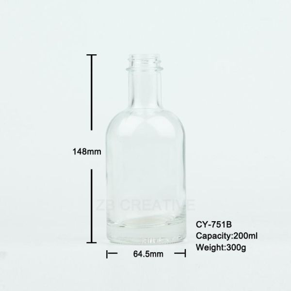 Flint Liquor Screw Top Glass Bottle For Gin 200ml 300g CY-751B
