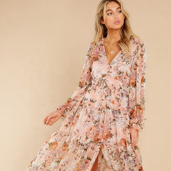                  Slim Fitting Women Dress Floral Print Loose Mature Women Casual Maxi Dress Vestidos Clothes Summer Womens Dress             