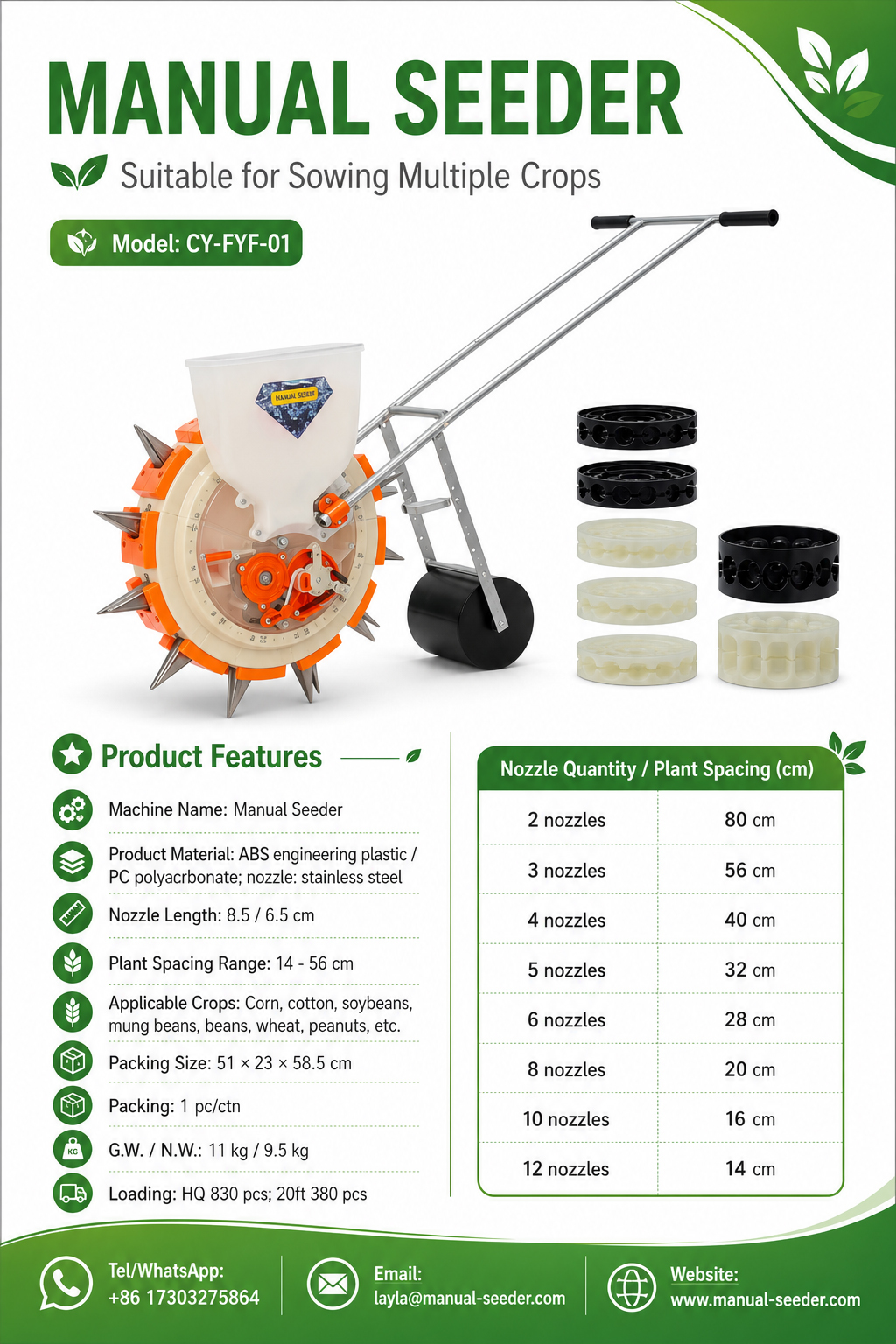 Manual Seeder Single Row Planter for Greenhouse Trays Compact
