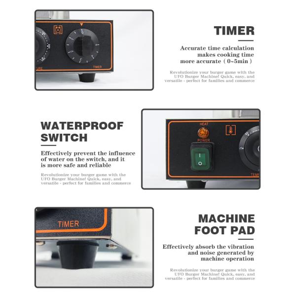 Электрический вафли-производитель НЛО из нержавеющей стали и регулируемый термостат для приготовления закусок