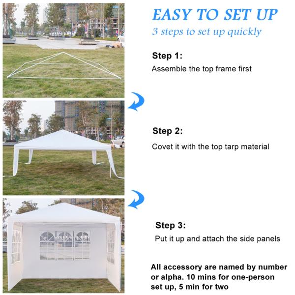 Powder Coated AJUNION 10' x 20' Outdoor Tent Canopy Gazebo Pavilion for Wedding Party