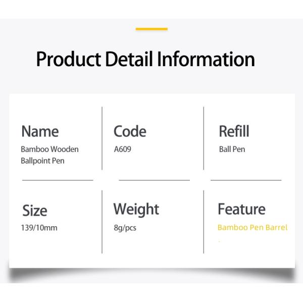 Crayon à bille en bois de bambou créatif en couleurs multiples