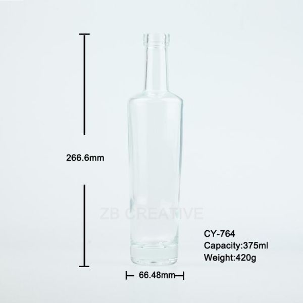 375ml Crystal White Clear Glass Liquor Decanters Cork Top For Gin 420g CY-764