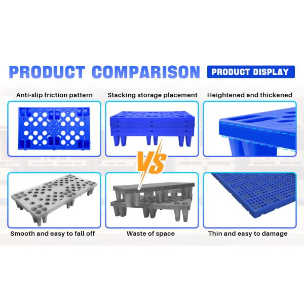 Durable 1200*1000*150mm Single-Faced HDPE Plastic Pallets Euro 3 Runners Heavy Duty Plastic Pallet For Warehouse Storage