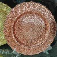 Golden Color Dessert Glass Charger Plates , Decorative Charger Plates For Wedding
