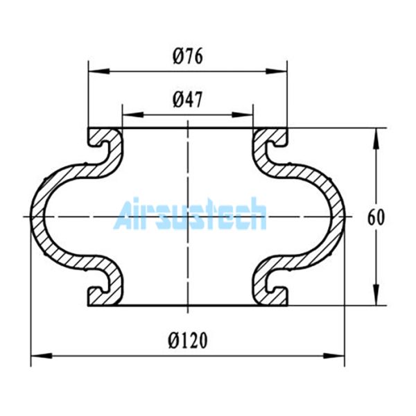 120 MM Natural Dia. Rubber Bellows Only 4.5X1 Industrial Air Spring Single Convoluted