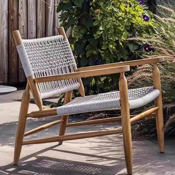 Patio Modern Leisure Sofa Type Set Hotel Rope Chair Outdoor Waterproof Teak Frame Eco-friendly Solid Wood Villa Furniture