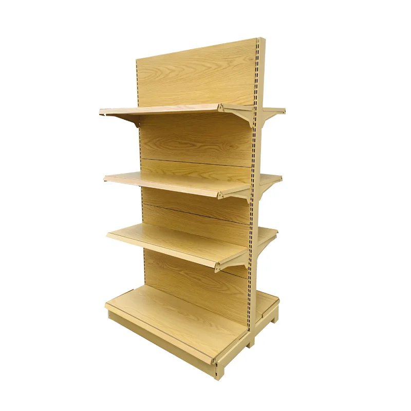Тяжелая деревянная гондола с односторонним стеллажем для супермаркетов