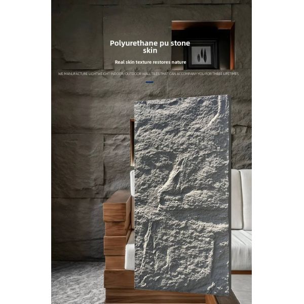 Factory Pu Stone Wall Panel Pu Faux Stone Panels Mushroom Look 1200x600mm Indoor Interior Decorative Panel Mushroom Deco Wall