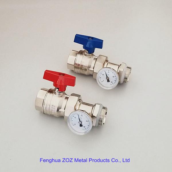 Manifold Ball Valve With Temperature Gauge , 1'' Ball Valves Pair and Temperature Gauge for Radiant Heating