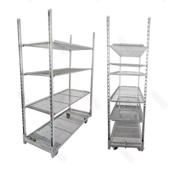 Heavy Duty Galvanized Horticultural Danish Trolleys Greenhouse Rolling Nursery Transport Storage