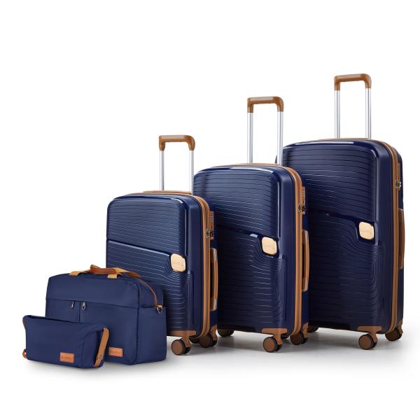 Business Travel Essential Stylish Hard Shell Suitcase Custom Logo Accepted 4 Spinner Wheels Waterproof Trolley Luggage Set