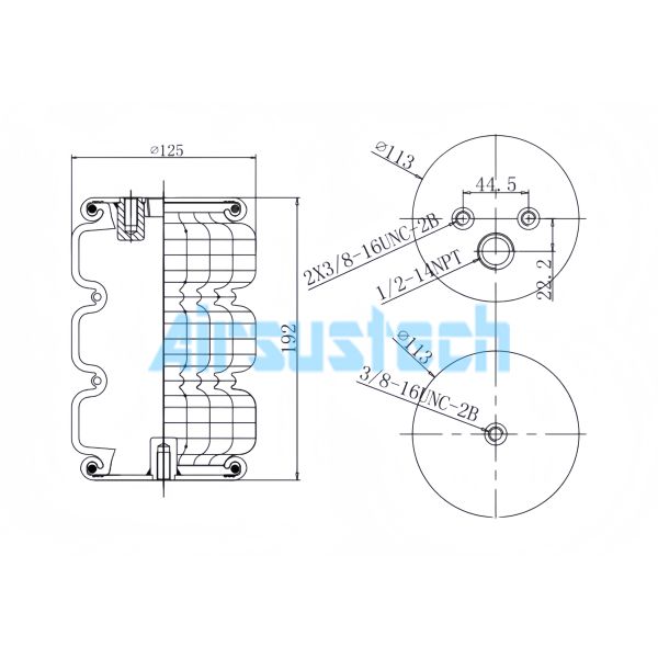 3B2300 AIRSUSTECH Air Suspension Kit for Japanese Honda Triple Convoluted Airbag