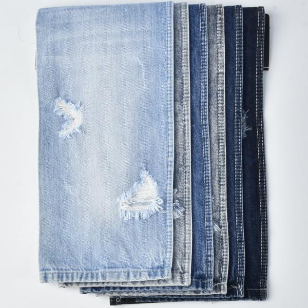 11.9oz Shrink Resistant Cotton Polyester Spandex Blue Stretch Denim Fabric
