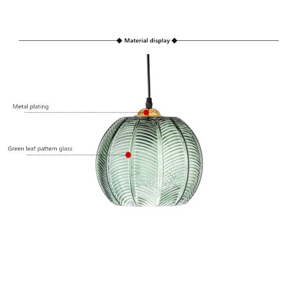 Luxury Bedroom Lamp Decor Luminaire Nordic Modern Leaf Glass Pendant Light(WH-GP-172)