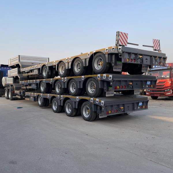 Semi-Trailer of European Style 4-Axle Pull-Out Low-Bed Trailer with 10ton Max Payload