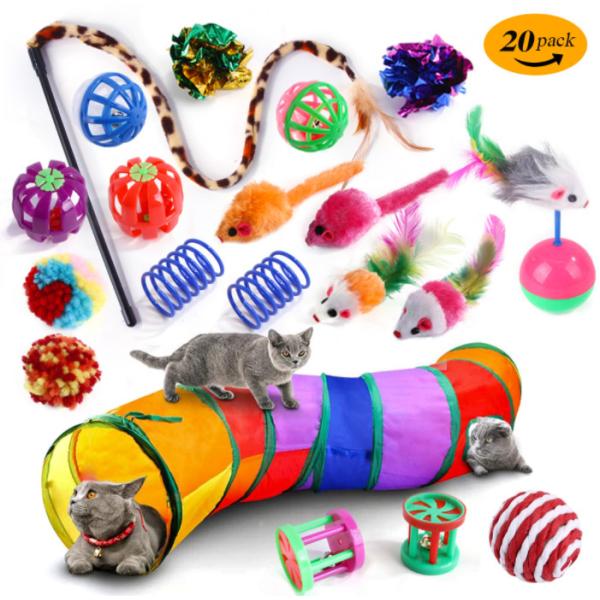 Gray Pink Indoor Cat Tunnels Collapsible Interactive Toy