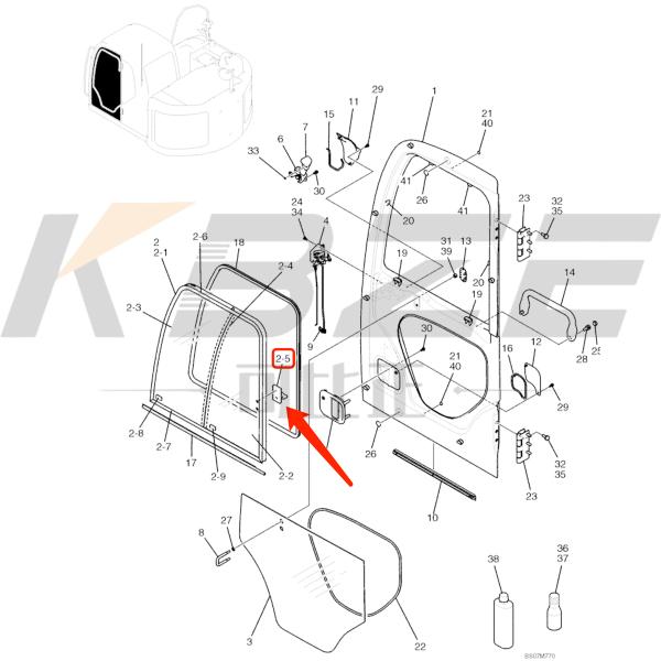 SK75-8 SK200-8 SK235-8 YN02C02034S005 GLASS LOCK SUITABLE FOR KOBELCO EXCAVATOR