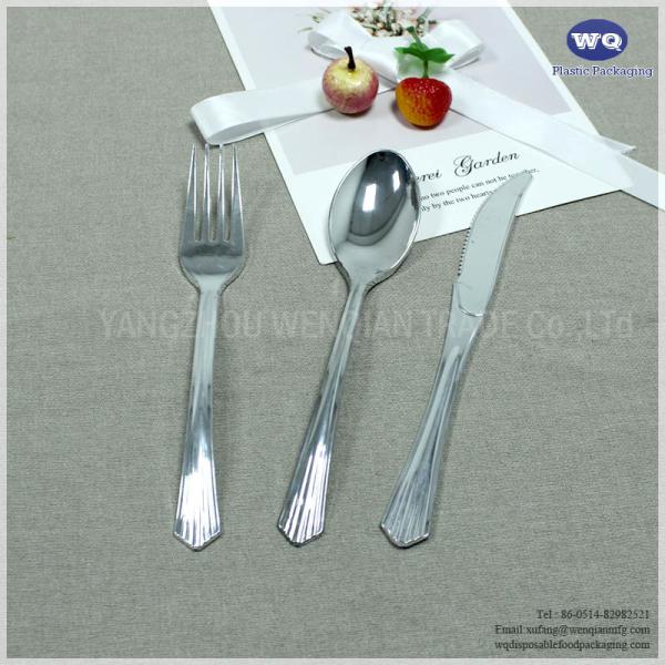 7 Inch Silver Plastic Silverware-Premium Heavyweight Disposable Utensils-Heavy Duty Flatware For Parties, Weddings