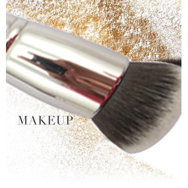 Synthetic Bronzer Makeup Brush Sliver Ferrule Grey And Black Hair
