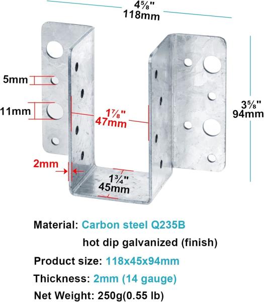 2x6 Joist Hangers For Wood 18 Gauge Galvanizing Face Mount Joist Hangers Joist Hanger 2x6 Hurricane Ties Brackets For Rafters