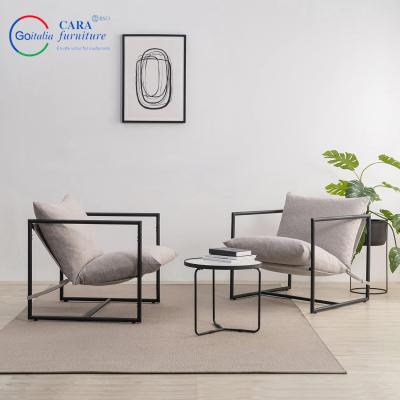 Living Room Armchair Europe Metal Frame Fabric Cushion European Hotel Waiting Room Chairs