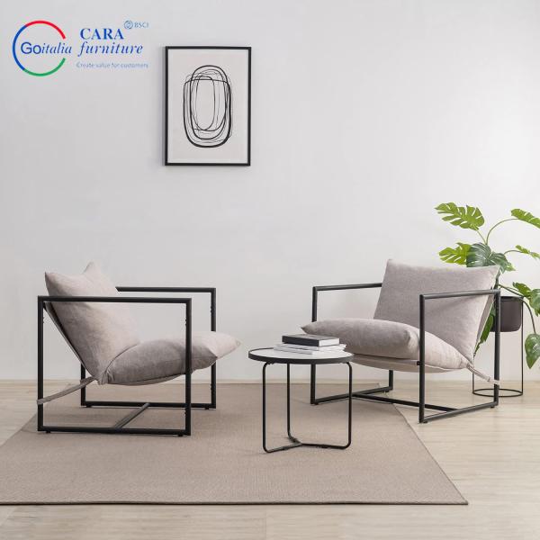 Living Room Armchair Europe Metal Frame Fabric Cushion European Hotel Waiting Room Chairs