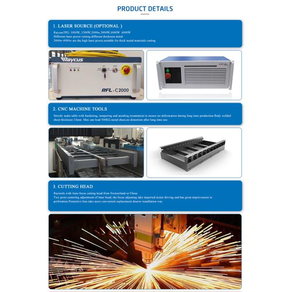 Raycus / JPT / IPG 1000W / 2000W / 3000W fiber laser metal cutting Machine cutting 4mm stainless steel