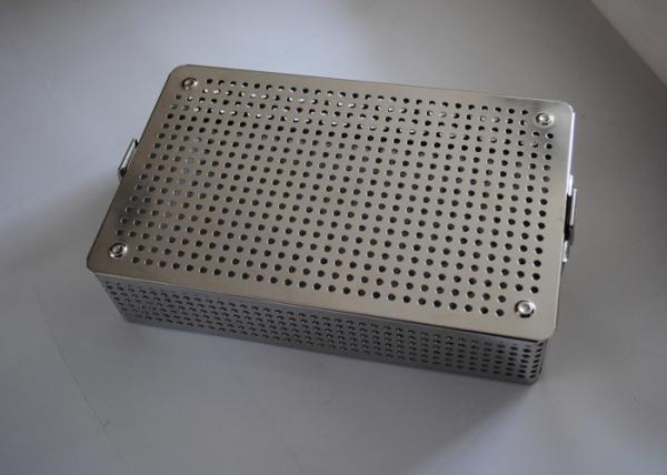 Cesta perfurada de aço inoxidável médica 38x30x5cm da esterilização da folha de metal