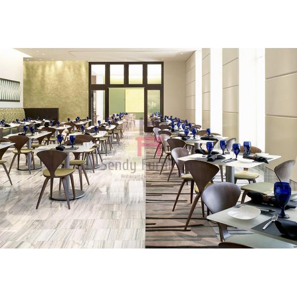Triangle Wood Wood Restaurant Chairs , Back Upholstered Armless Dining Chair