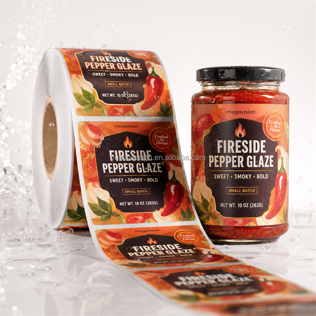 Factory Custom Printed Hot Pepper Sauce Label Chili Paste Jar Label Food Grade Waterproof Sticker Label