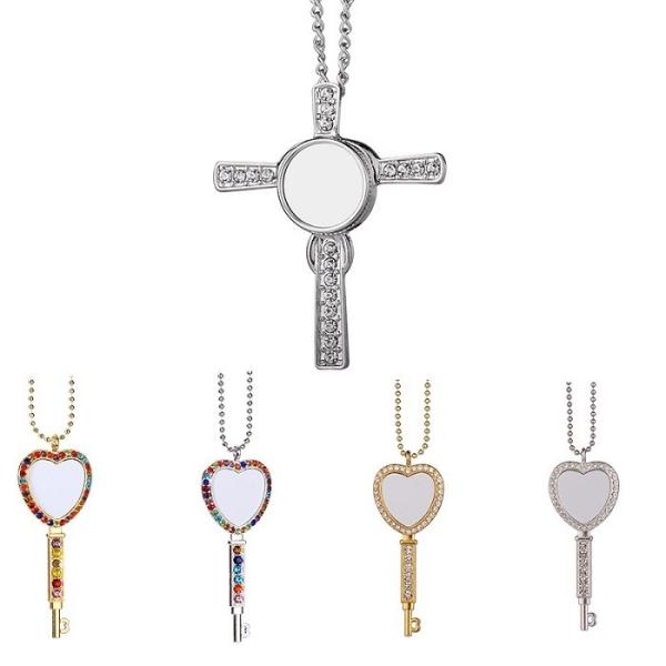 Pendentif Collier Photo Croix par Sublimation avec Zircon Cubique Colliers par Sublimation