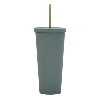 Durable 24 pièces réutilisable en plastique Tumblers tasses de smoothie en plastique avec couvercles et pailles utilisation polyvalente pour les pique-niques mariages Fêtes d'anniversaire