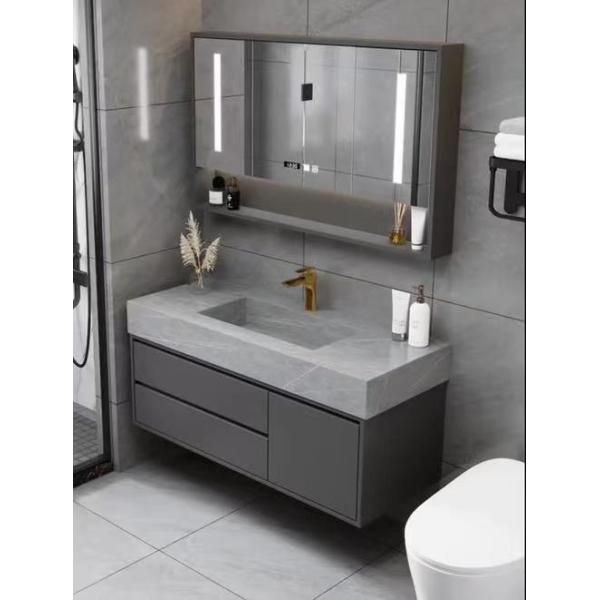 Modern Bath Set Organizer with 30 Inch Floating Vanity Cabinet and Handle-Free Design